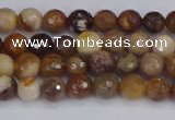 CWJ475 15.5 inches 4mm faceted round wood jasper gemstone beads