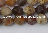 CWJ484 15.5 inches 8mm faceted nuggets wood jasper beads