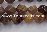 CWJ491 15.5 inches 8mm faceted nuggets wood jasper beads