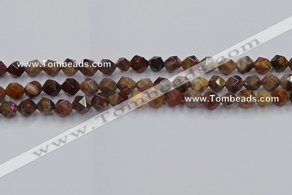 CWJ491 15.5 inches 8mm faceted nuggets wood jasper beads