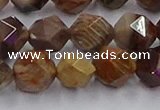 CWJ493 15.5 inches 12mm faceted nuggets wood jasper beads