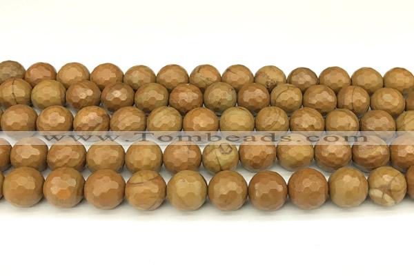 CWJ602 15 inches 8mm faceted round wooden jasper beads wholesale