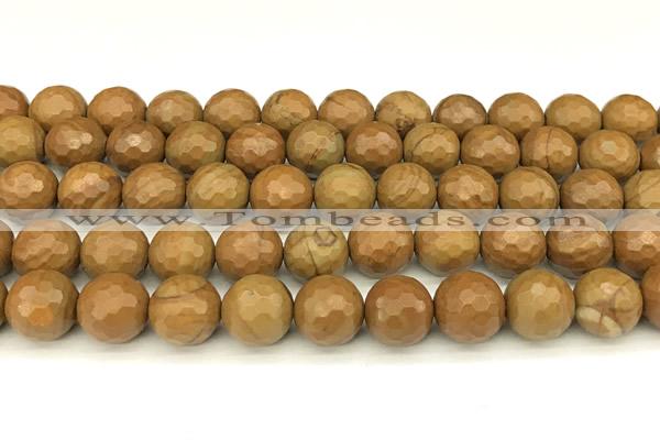 CWJ603 15 inches 10mm faceted round wooden jasper beads wholesale