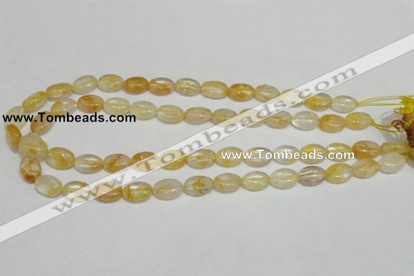 CYC01 15.5 inches 10*14mm oval yellow crystal quartz beads