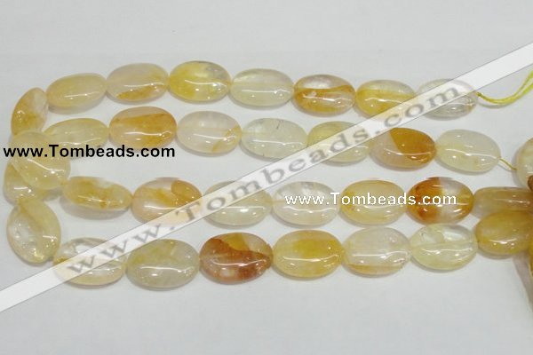 CYC03 15.5 inches 18*25mm oval yellow crystal quartz beads