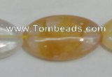 CYC04 15.5 inches 20*35mm oval yellow crystal quartz beads