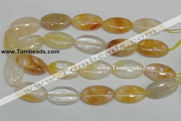 CYC04 15.5 inches 20*35mm oval yellow crystal quartz beads