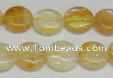 CYC05 15.5 inches 16mm flat round yellow crystal quartz beads