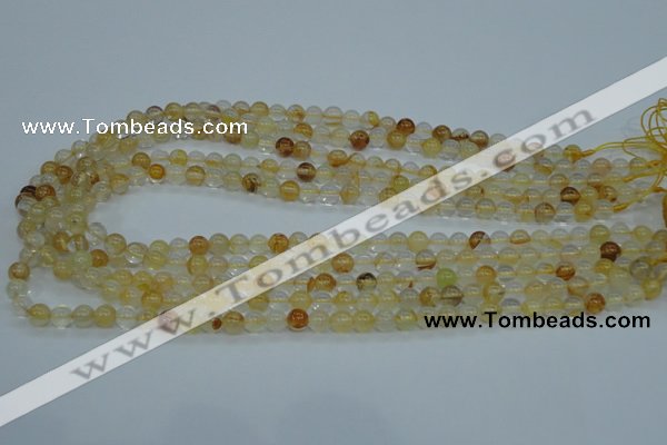 CYC101 15.5 inches 6mm round yellow crystal quartz beads