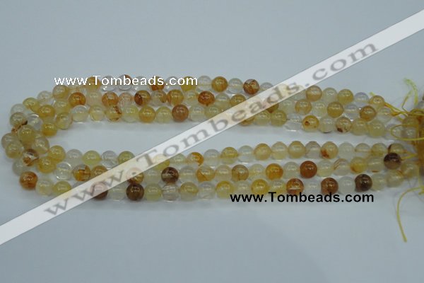 CYC102 15.5 inches 8mm round yellow crystal quartz beads