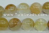 CYC105 15.5 inches 14mm round yellow crystal quartz beads