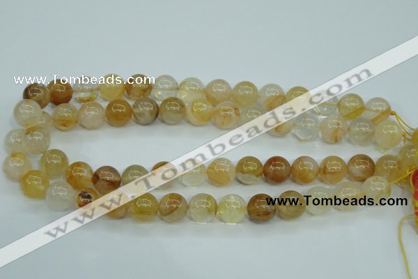 CYC105 15.5 inches 14mm round yellow crystal quartz beads