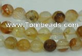 CYC113 15.5 inches 8mm faceted round yellow crystal quartz beads