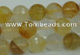 CYC115 15.5 inches 12mm faceted round yellow crystal quartz beads