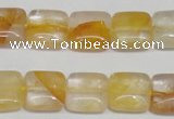 CYC12 15.5 inches 14*14mm square yellow crystal quartz beads