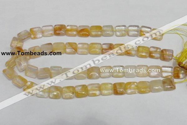 CYC12 15.5 inches 14*14mm square yellow crystal quartz beads