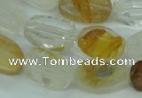 CYC126 15.5 inches 10*18mm faceted nuggets yellow crystal quartz beads