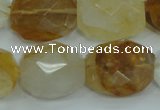 CYC127 15.5 inches 18*22mm faceted nuggets yellow crystal quartz beads