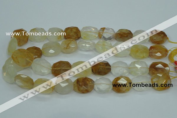 CYC127 15.5 inches 18*22mm faceted nuggets yellow crystal quartz beads