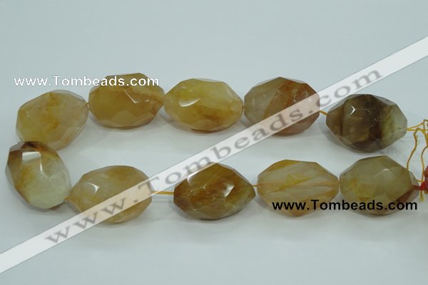 CYC130 15.5 inches 26*38mm faceted nuggets yellow crystal quartz beads