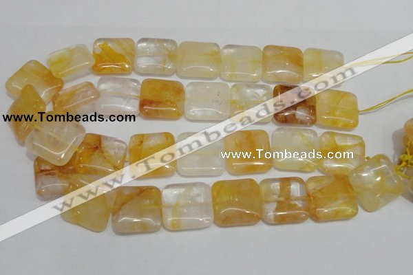 CYC14 15.5 inches 25*25mm square yellow crystal quartz beads