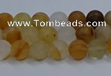 CYC140 15.5 inches 4mm round matte yellow quartz beads wholesale