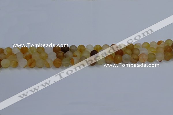 CYC140 15.5 inches 4mm round matte yellow quartz beads wholesale