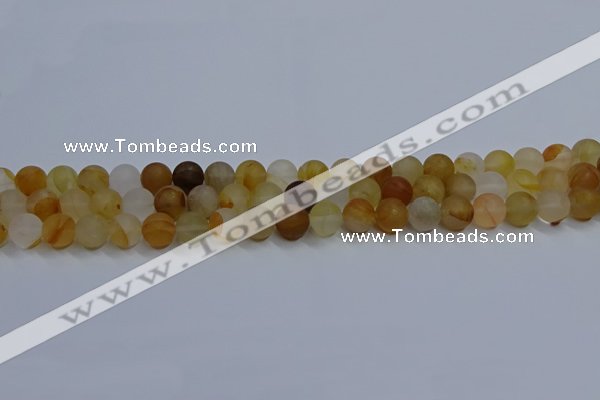 CYC141 15.5 inches 6mm round matte yellow quartz beads wholesale