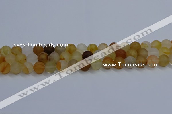 CYC142 15.5 inches 8mm round matte yellow quartz beads wholesale