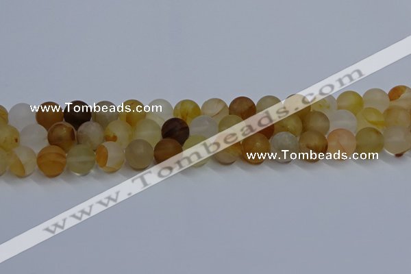 CYC143 15.5 inches 10mm round matte yellow quartz beads wholesale