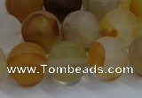 CYC144 15.5 inches 12mm round matte yellow quartz beads wholesale