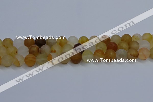 CYC144 15.5 inches 12mm round matte yellow quartz beads wholesale