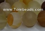 CYC145 15.5 inches 14mm round matte yellow quartz beads wholesale