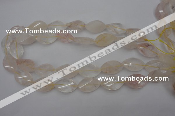 CYC201 15.5 inches 15*25mm twisted & faceted marquise yellow quartz beads