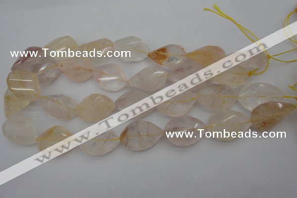 CYC204 15.5 inches 20*30mm twisted & faceted teardrop yellow quartz beads