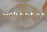 CYC207 15.5 inches 28*40mm twisted & faceted teardrop yellow quartz beads