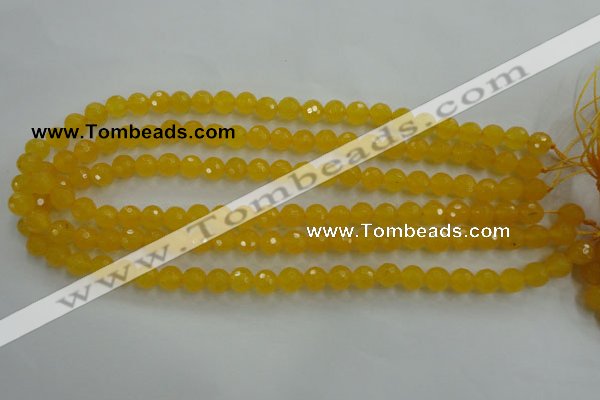 CYJ202 15.5 inches 8mm faceted round yellow jade beads wholesale
