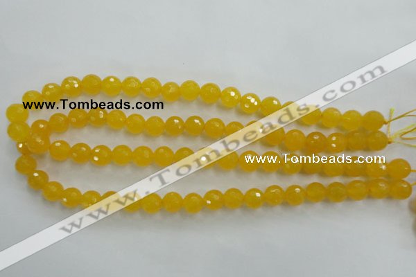 CYJ203 15.5 inches 10mm faceted round yellow jade beads wholesale