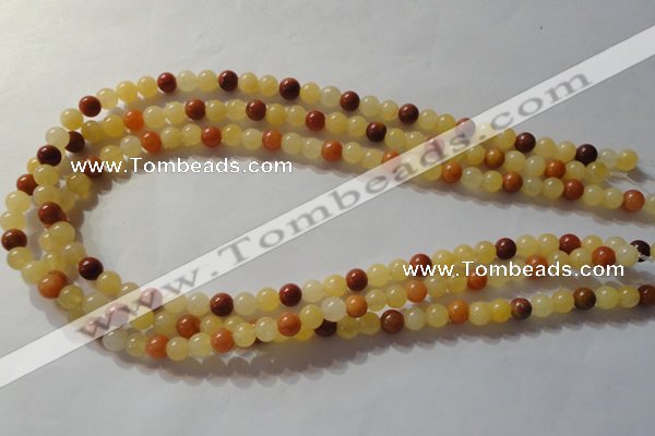 CYJ261 15.5 inches 6mm round mixed color yellow jade beads wholesale