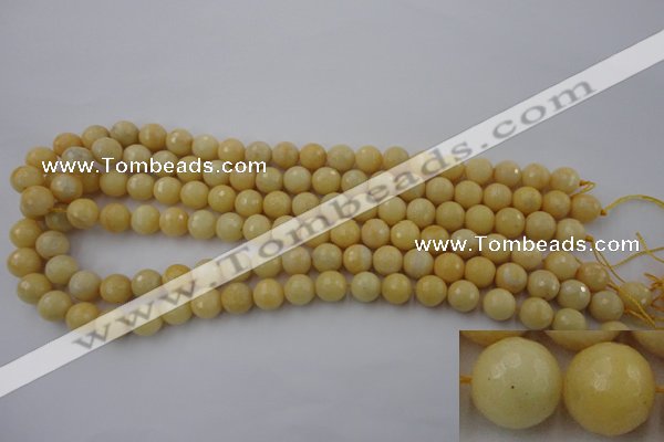 CYJ312 15.5 inches 8mm faceted round yellow jade beads wholesale