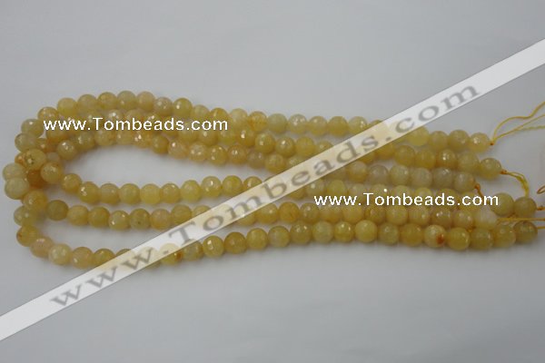 CYJ321 15.5 inches 8mm faceted round yellow jade beads wholesale