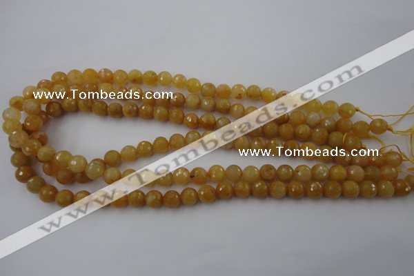 CYJ323 15.5 inches 8mm faceted round yellow jade beads wholesale