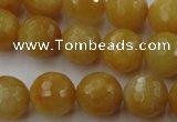 CYJ325 15.5 inches 12mm faceted round yellow jade beads wholesale