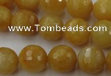 CYJ325 15.5 inches 12mm faceted round yellow jade beads wholesale