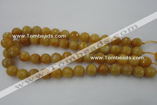 CYJ325 15.5 inches 12mm faceted round yellow jade beads wholesale