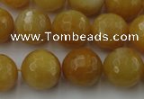 CYJ326 15.5 inches 14mm faceted round yellow jade beads wholesale