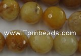 CYJ327 15.5 inches 16mm faceted round yellow jade beads wholesale