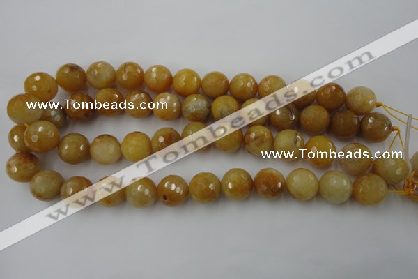 CYJ327 15.5 inches 16mm faceted round yellow jade beads wholesale