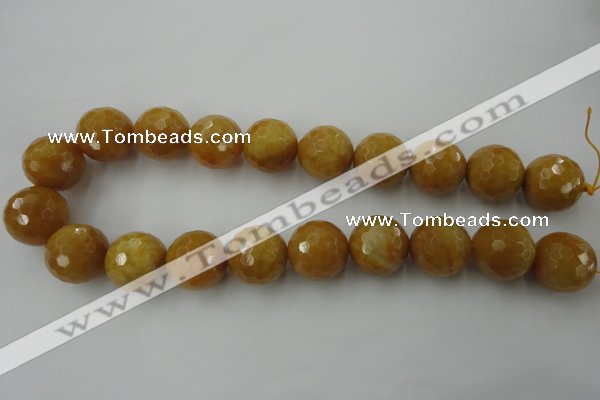 CYJ329 15.5 inches 20mm faceted round yellow jade beads wholesale