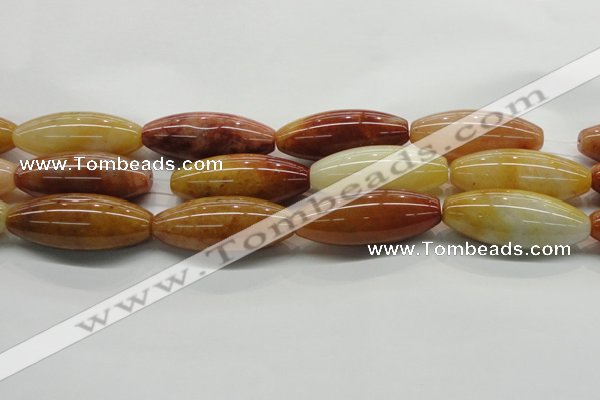 CYJ410 15.5 inches 18*45mm rice yellow jade gemstone beads